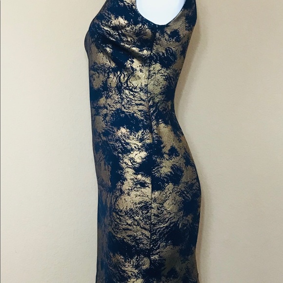 B8 Carmen Marc Valvo XS Navy/Gold Body-con - Picture 3 of 7